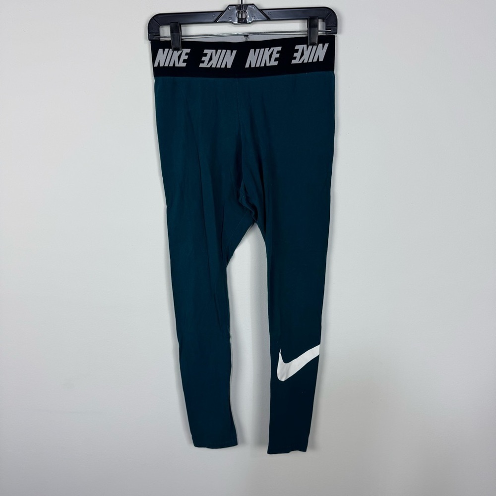 Nike Teal Cotton Leggings Workout Athletic Running Gym